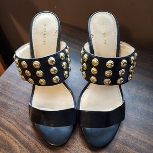 Black Coach Olivia Studded Slide